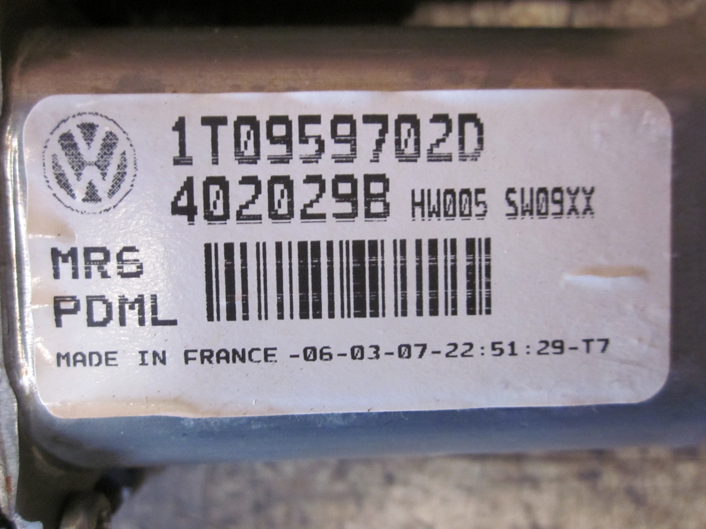 VW Touran 1T GP Rudemotor - Rudehejs Med OEM Nr. 1T0959702D Fra VW Ophugger