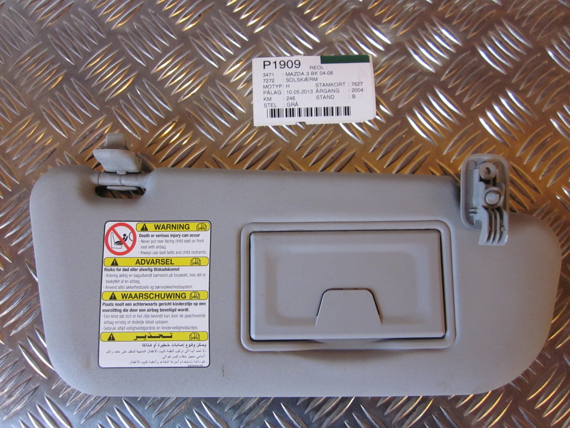 Mazda 3 BK Solskærm Med OEM Nr. Ophugger Fra Mazda Ophugger