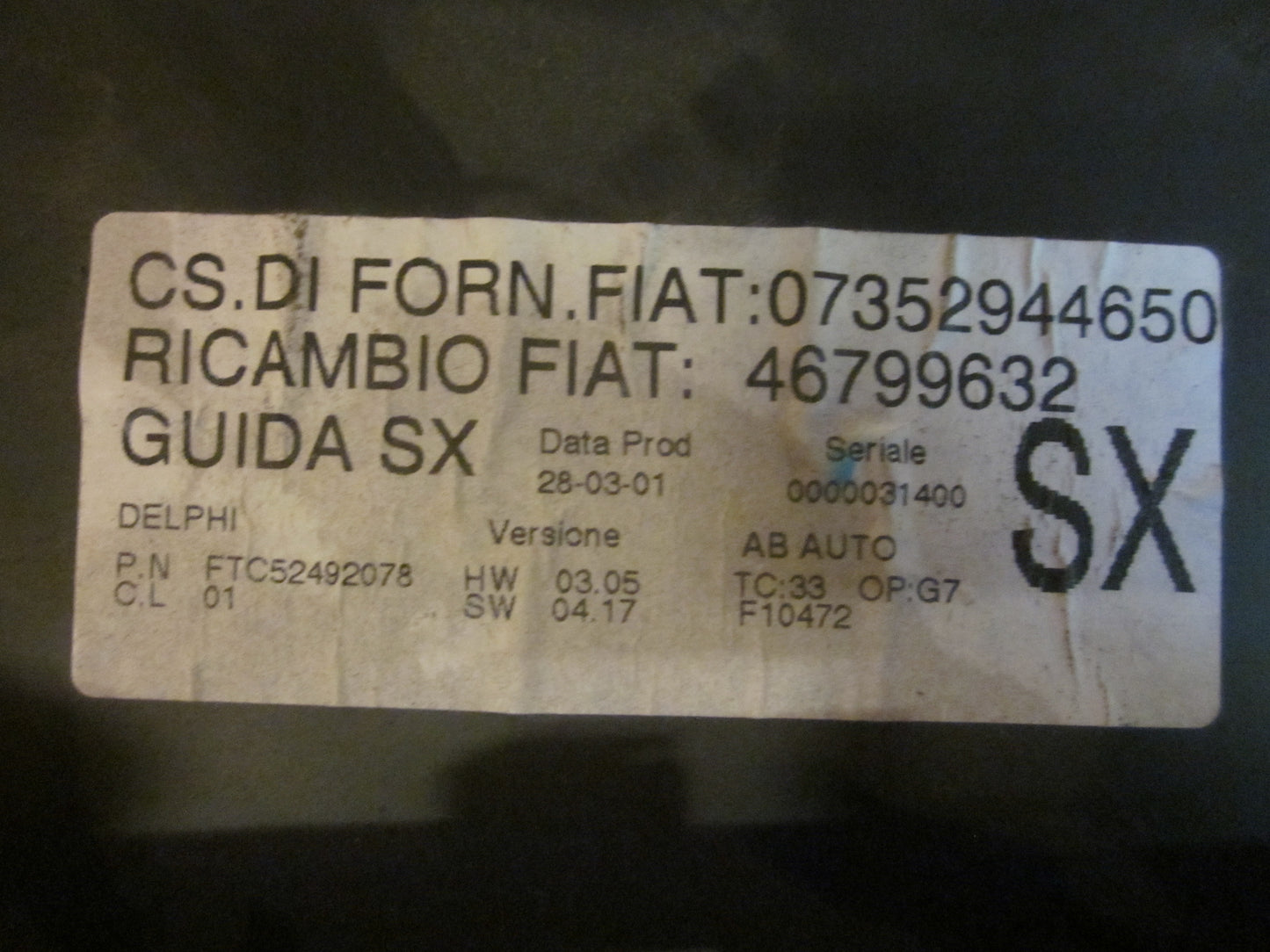 Alfa Romeo 147 Varmeregulering Med OEM Nr. Ophugger Fra Alfa Romeo Ophugger