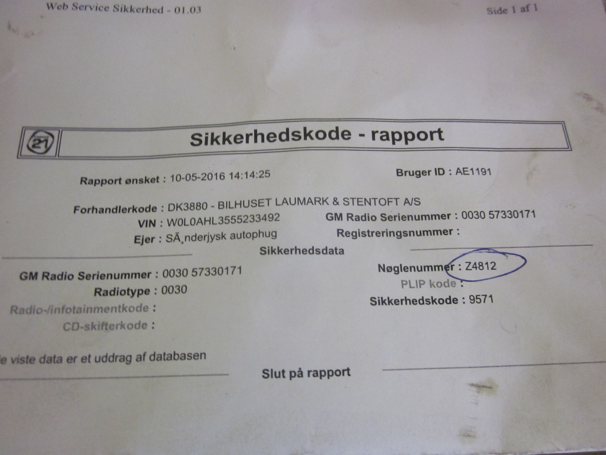 Opel Astra H Låsesæt  Med OEM Nr. Ophugger Fra Opel Ophugger