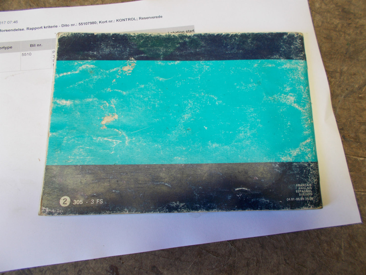 Peugeot 305 Instruktionsbog Med OEM Nr. Ophugger Fra Peugeot Ophugger