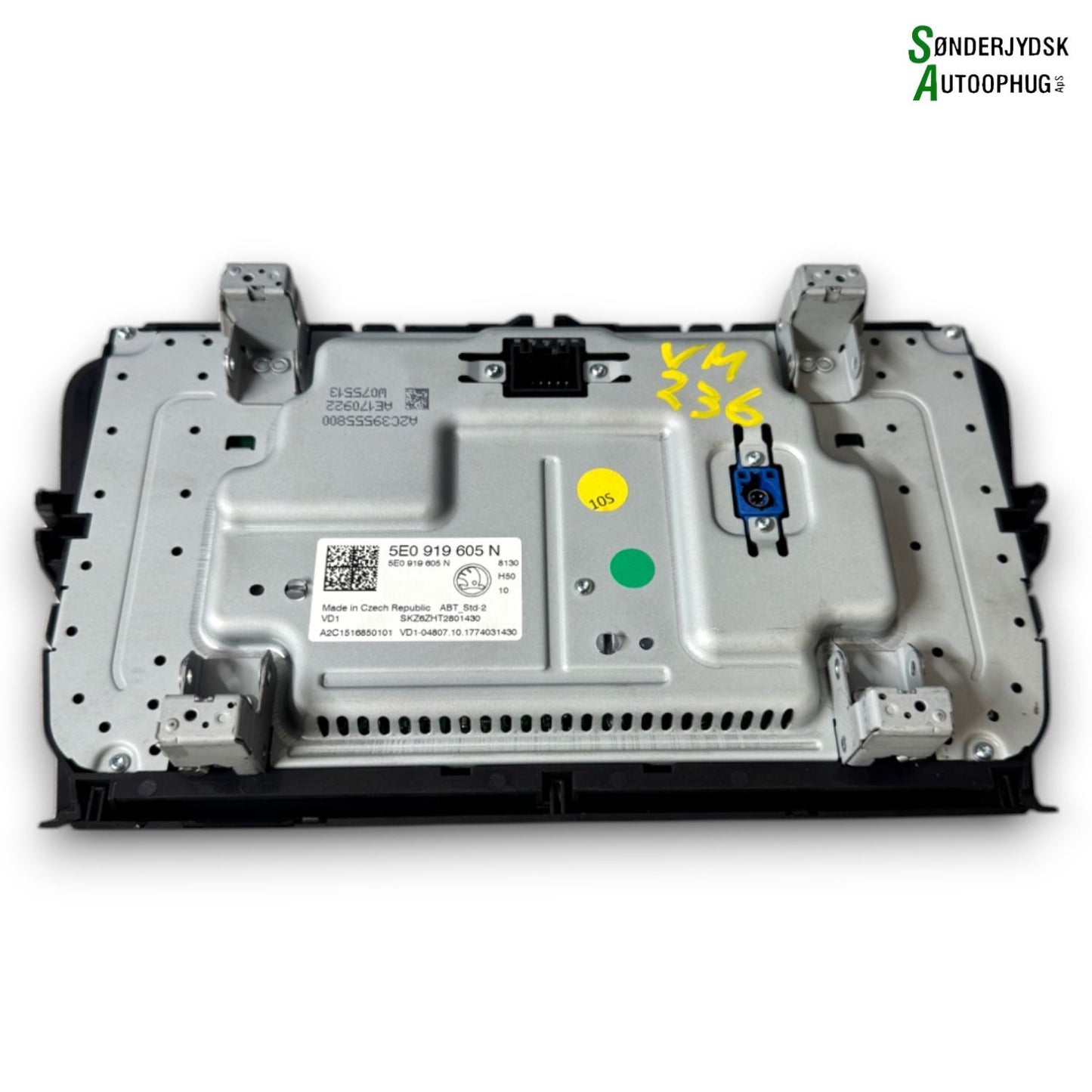 Skoda Octavia Radio, Multi Display Med OEM Nr. 5E0919605N Fra Skoda Ophugger