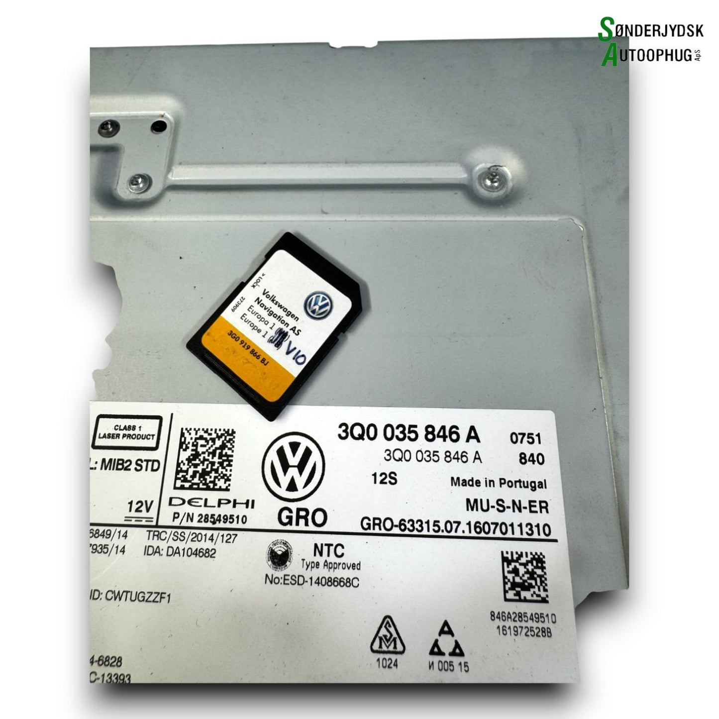VW Touran 5T Radio Med OEM Nr. 3Q0035846A Fra VW Autoophug