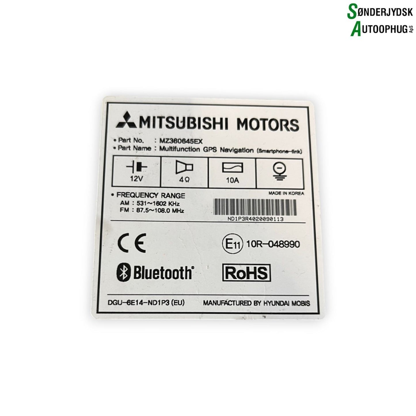 Mitsubishi Space Star Navigationsanl Med OEM Nr. MZ360645EX Fra Mitsubishi Ophugger