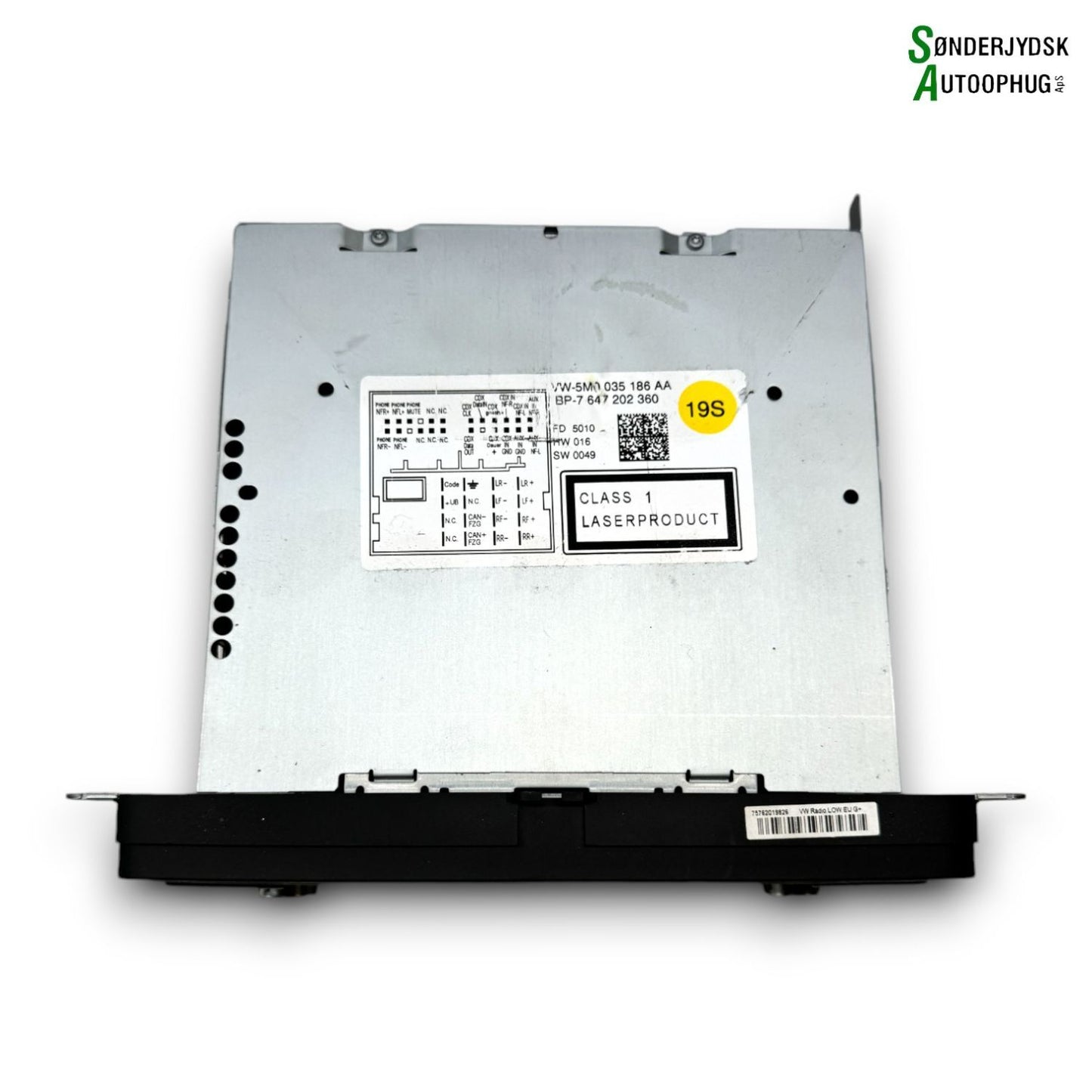 VW Polo 6R Radio M/Cd Med OEM Nr. 5M0035186AA Fra VW Ophugger