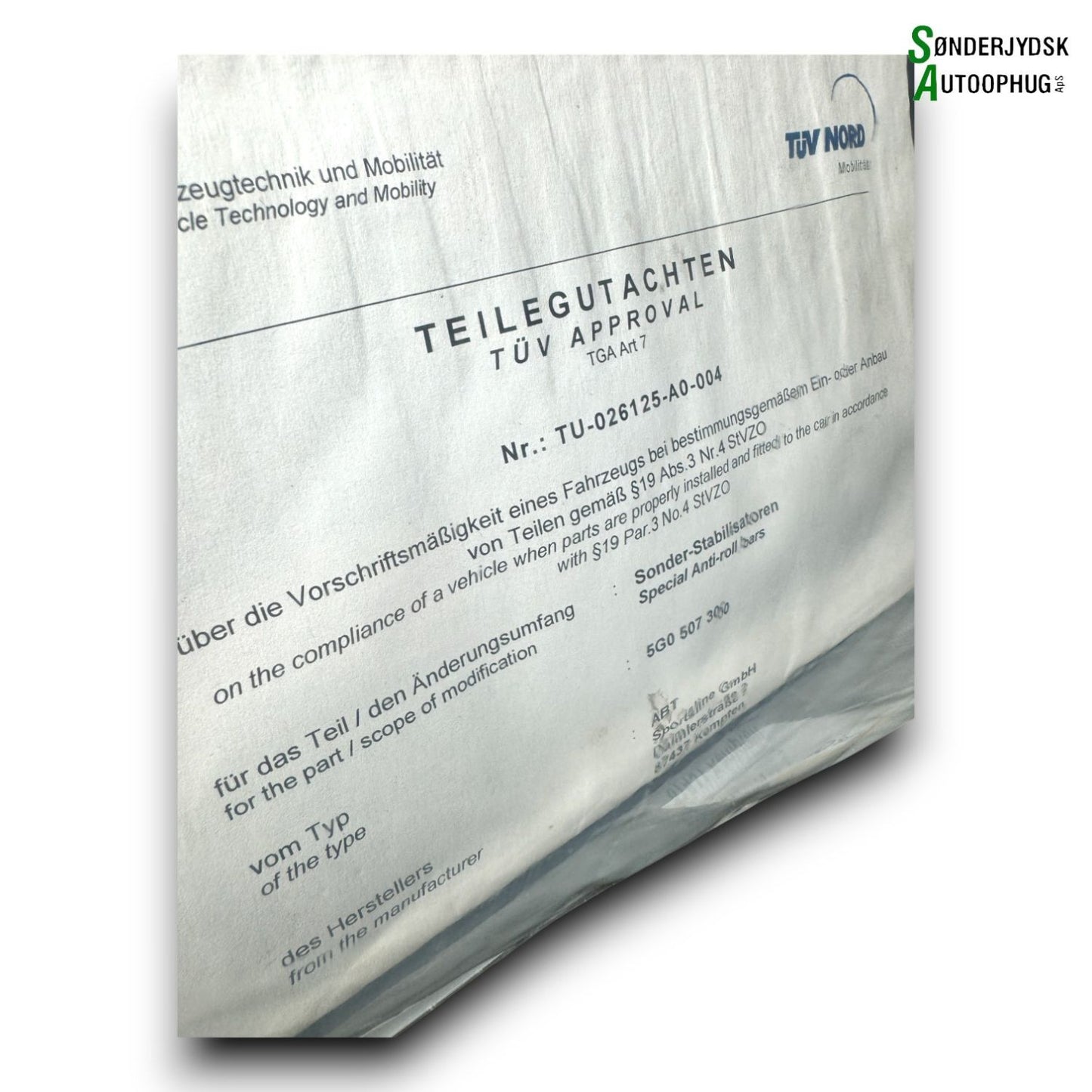 VW Golf 7 AU Krængn. Stabilisator Bag Med OEM Nr. ABT Fra VW Ophugger