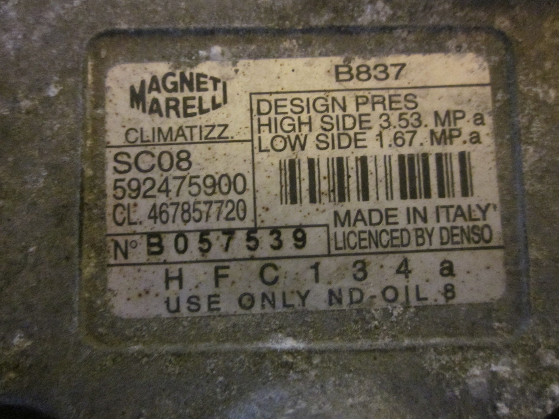 Fiat Punto II Aircondition Pumpe Med OEM Nr. 592475900 Fra Fiat Ophugger