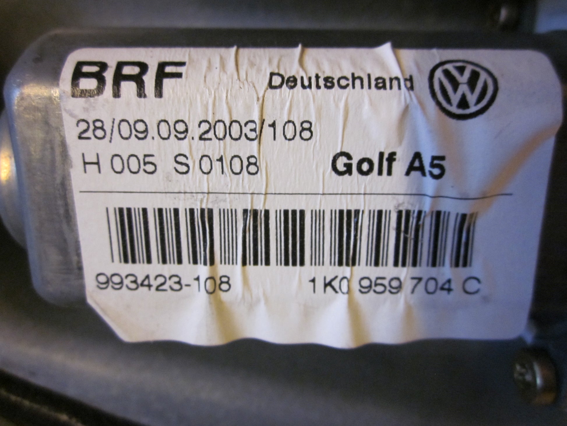 VW Golf 5 1K Rudemotor - Rudehejs Med OEM Nr. 1KO959704C Fra VW Ophugger