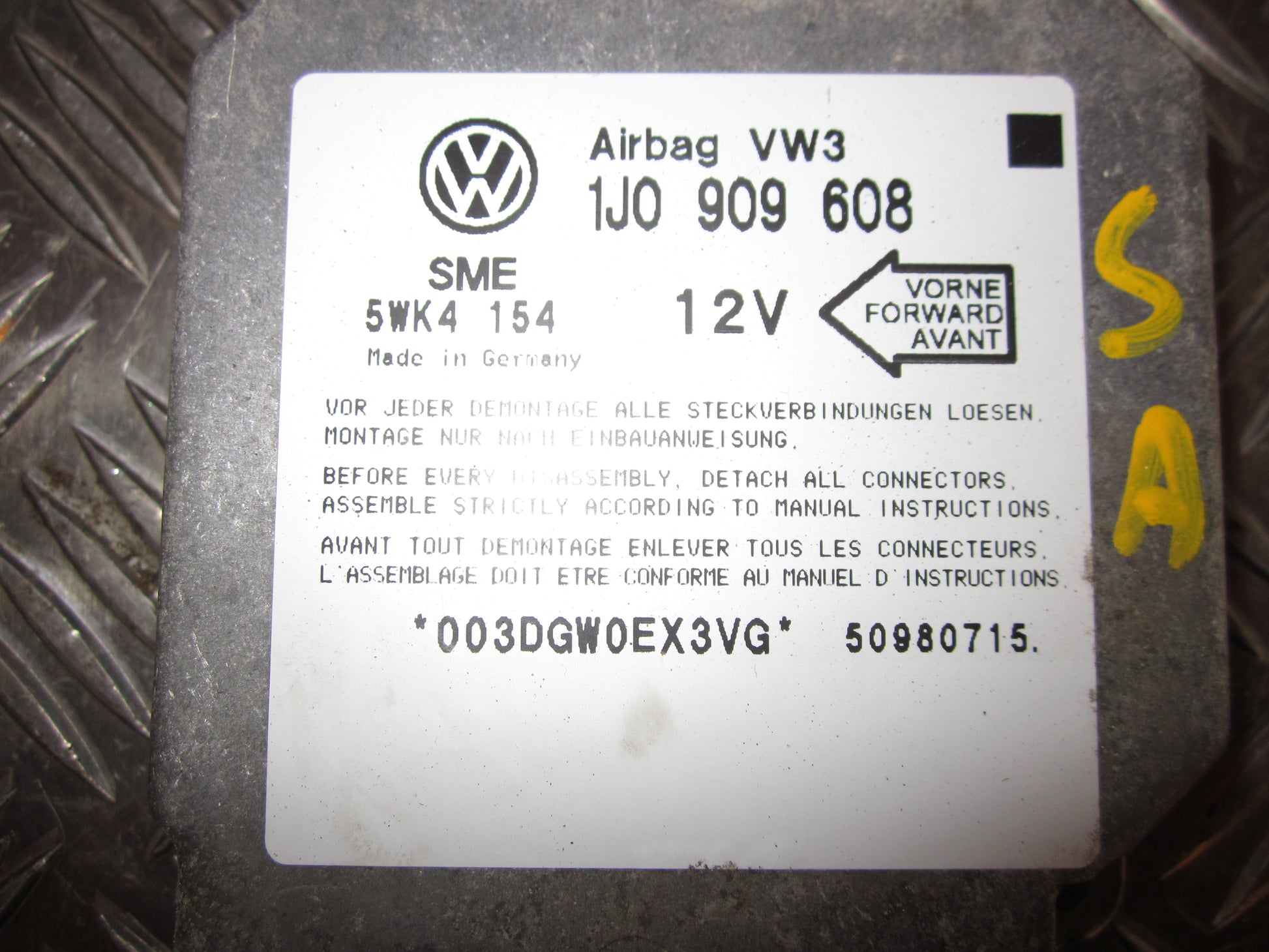 VW Lupo 6E/6X Airbag Elboks Med OEM Nr. 1J0909608 Fra VW Ophugger