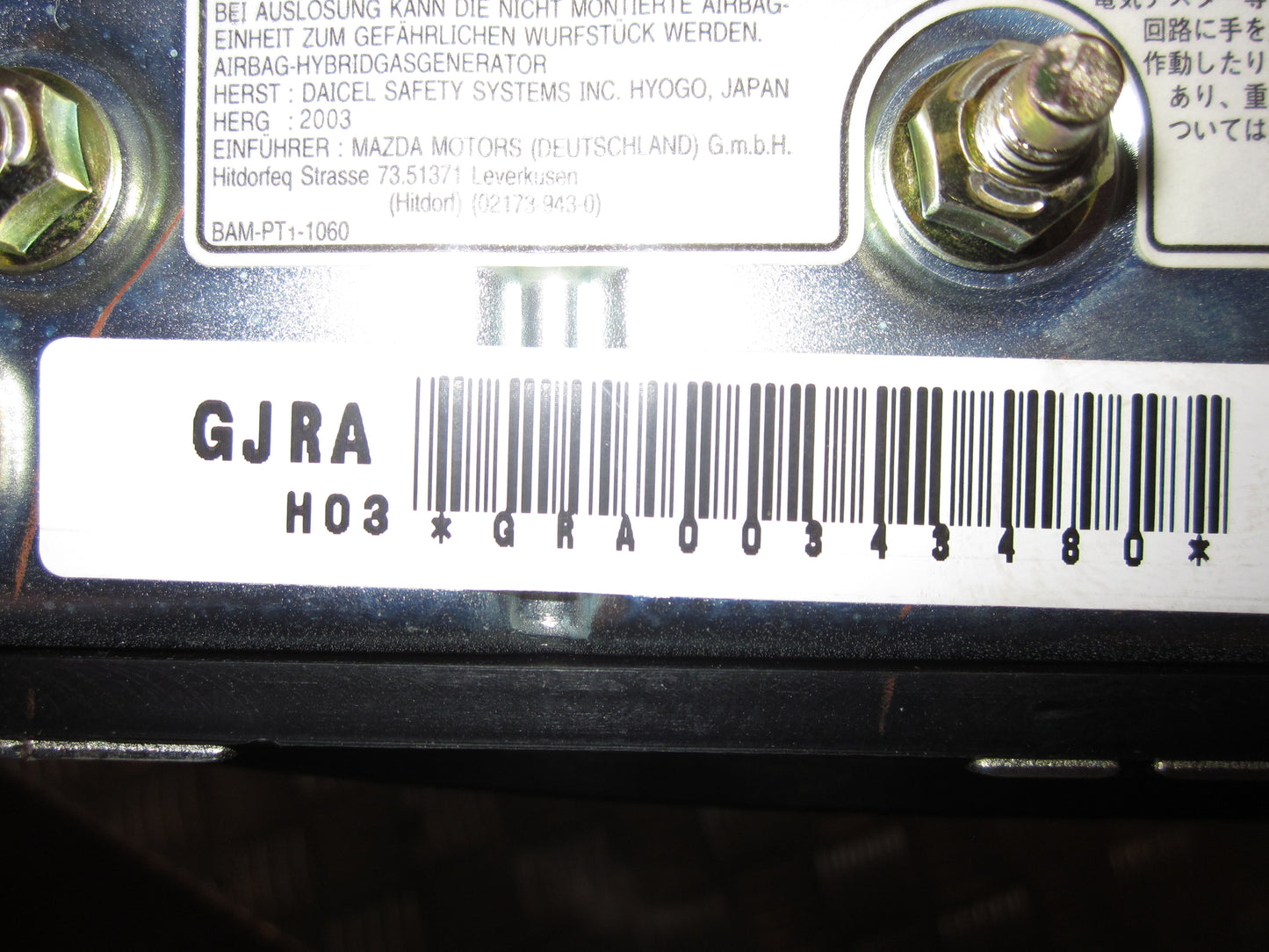 Mazda 6 GG/GY Airbag Side Med OEM Nr. Ophugger Fra Mazda Ophugger