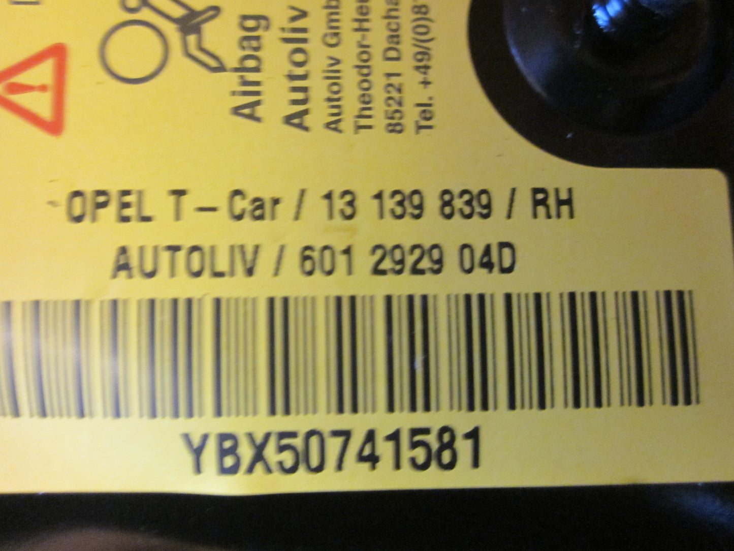 Opel Astra H Airbag Side Med OEM Nr. Ophugger Fra Opel Ophugger