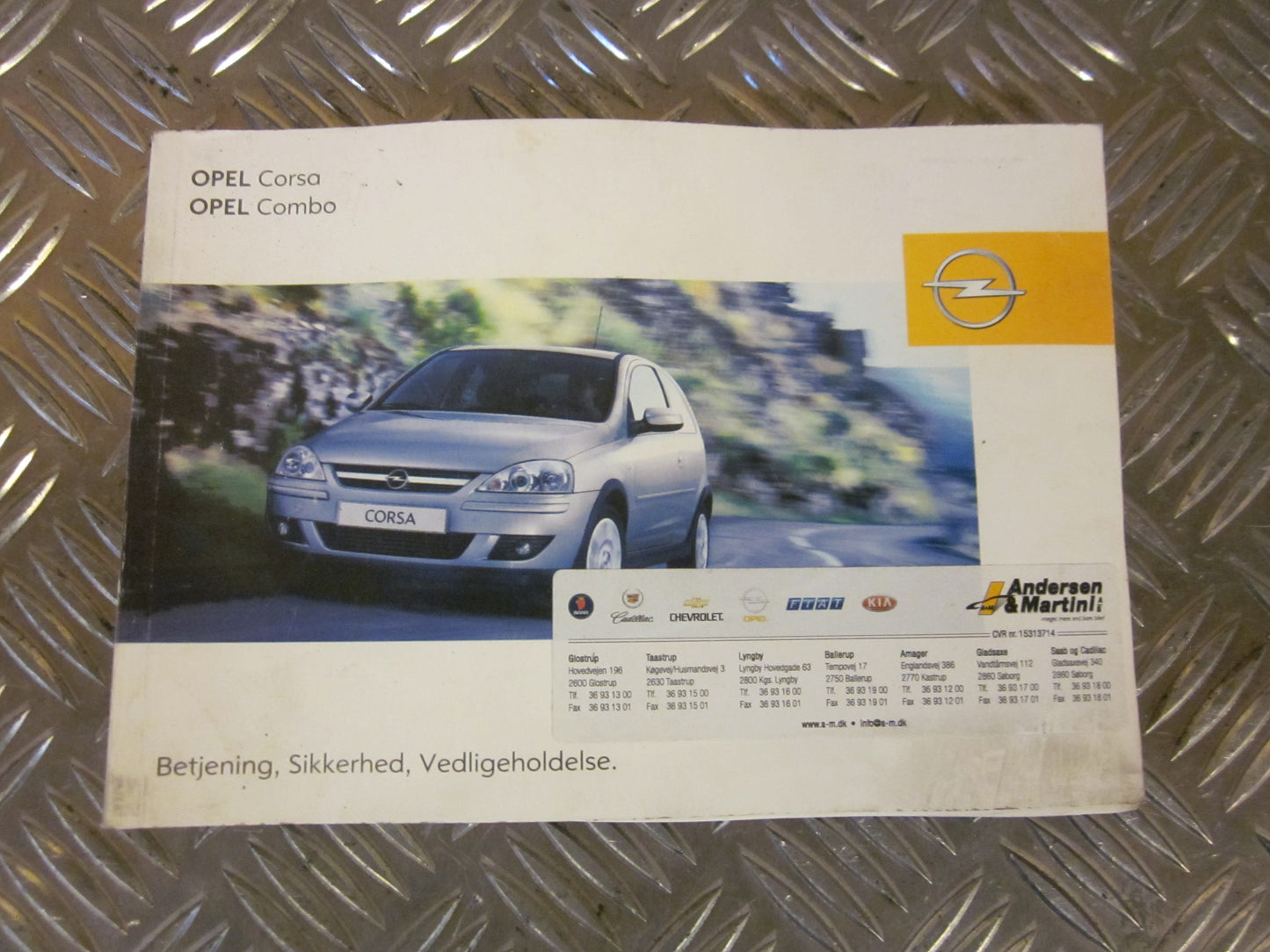 Opel Combo C Instruktionsbog Med OEM Nr. Ophugger Fra Opel Ophugger