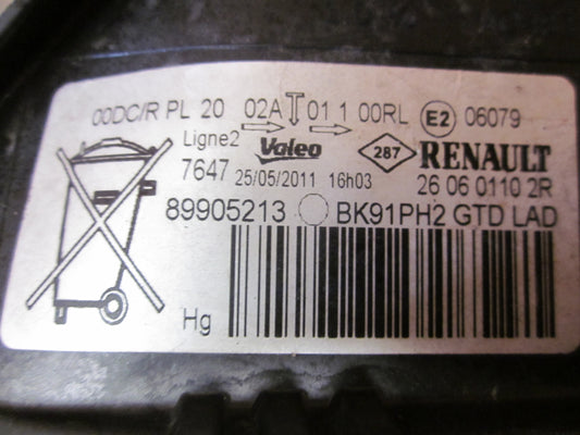 Renault Laguna 3 Forlygte Med OEM Nr. 260601102r Fra Renault Ophugger