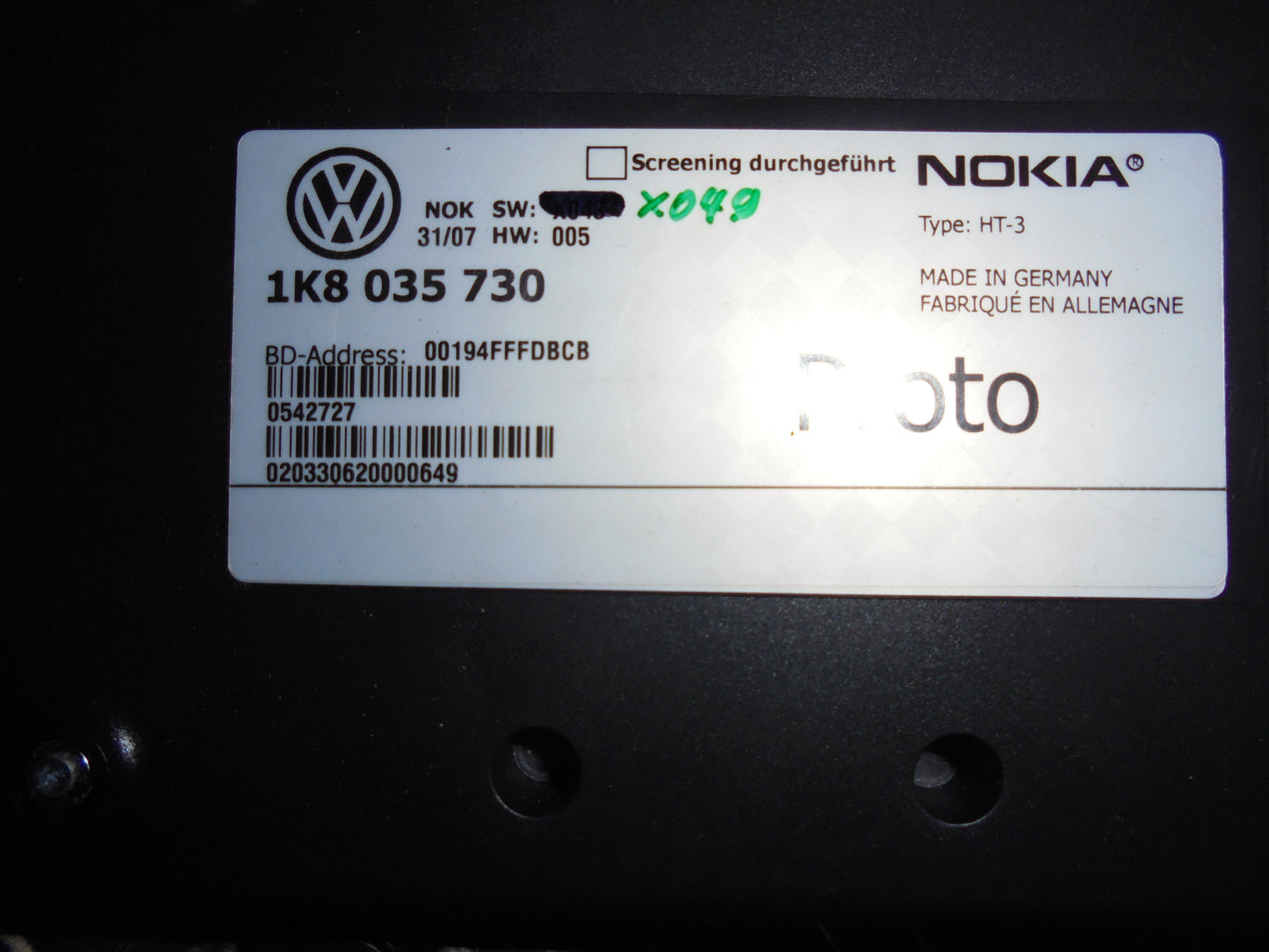 VW Golf 5 1K Relæ Diverse Med OEM Nr. 1K8035730 Fra VW Ophugger