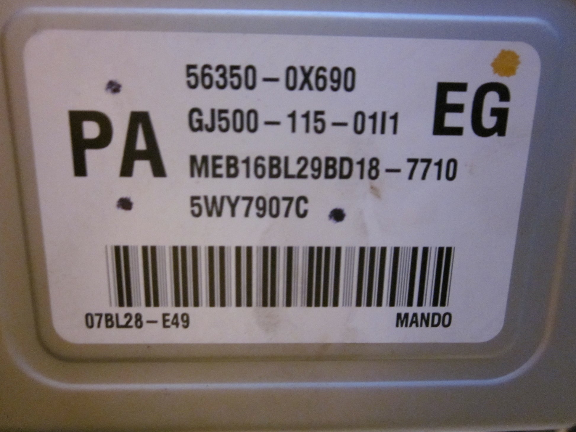 Hyundai I10 Ratstamme M/El-Servo Med OEM Nr. 563000X700 Fra Hyundai Ophugger