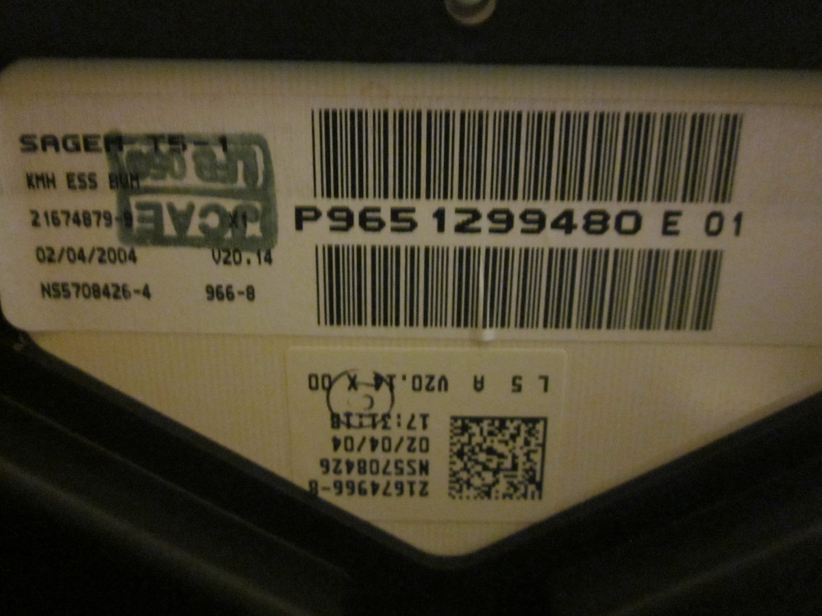 Peugeot 307 Speedometer - Instrument Med OEM Nr. 9651299480 Fra Peugeot Ophugger