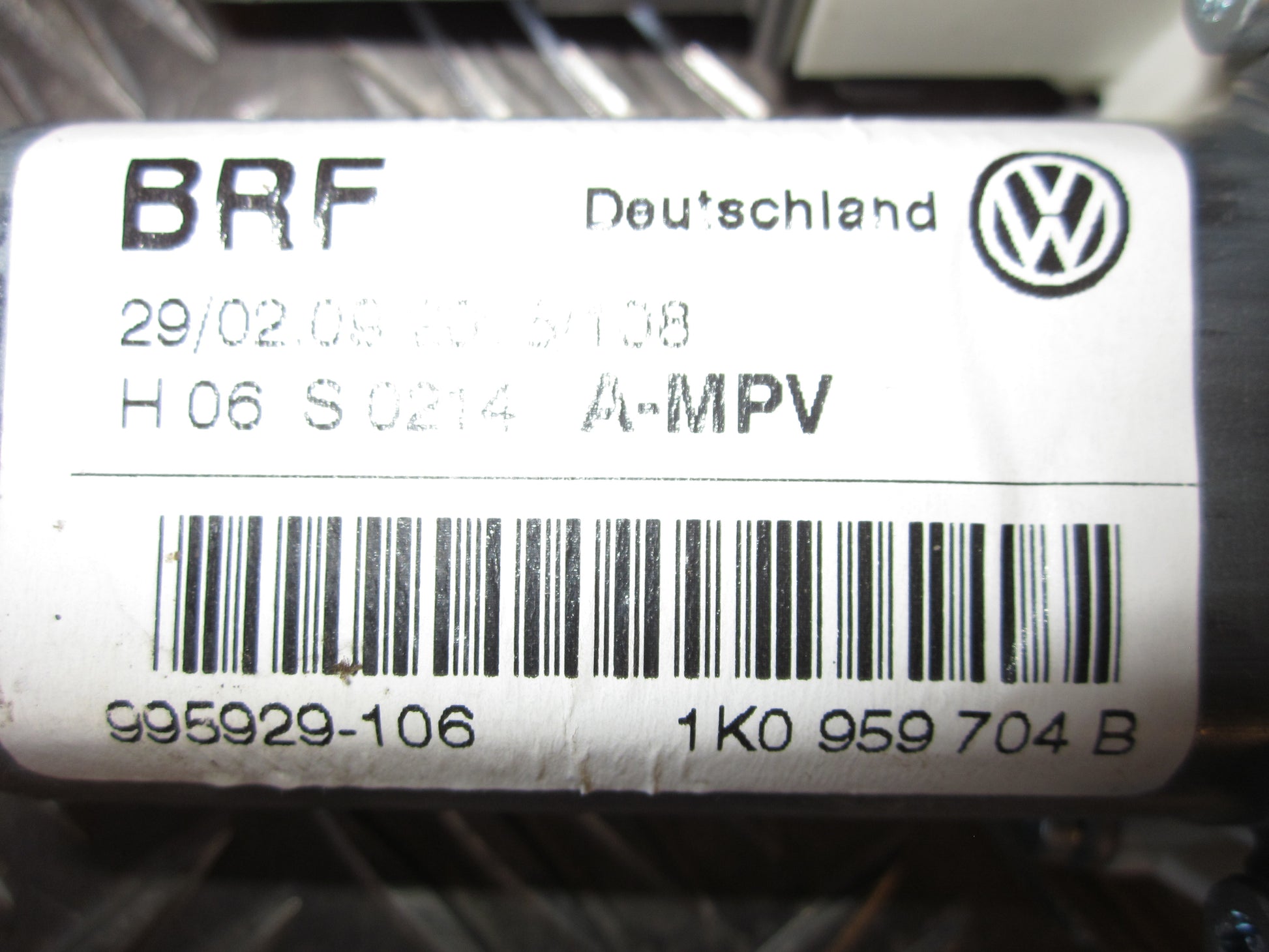 VW Touran 1T GP Rudemotor - Rudehejs Med OEM Nr. 1K0959704B Fra VW Ophugger