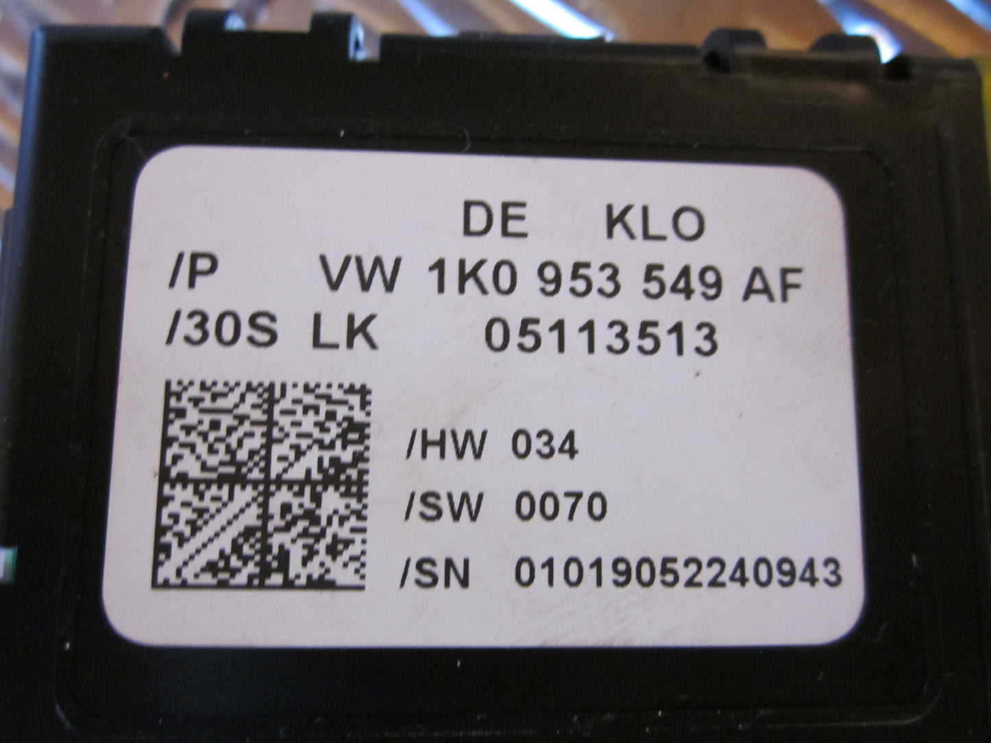 VW Touran 1T GP Airbag Stelring Med OEM Nr. 1K0953549AF Fra VW Ophugger