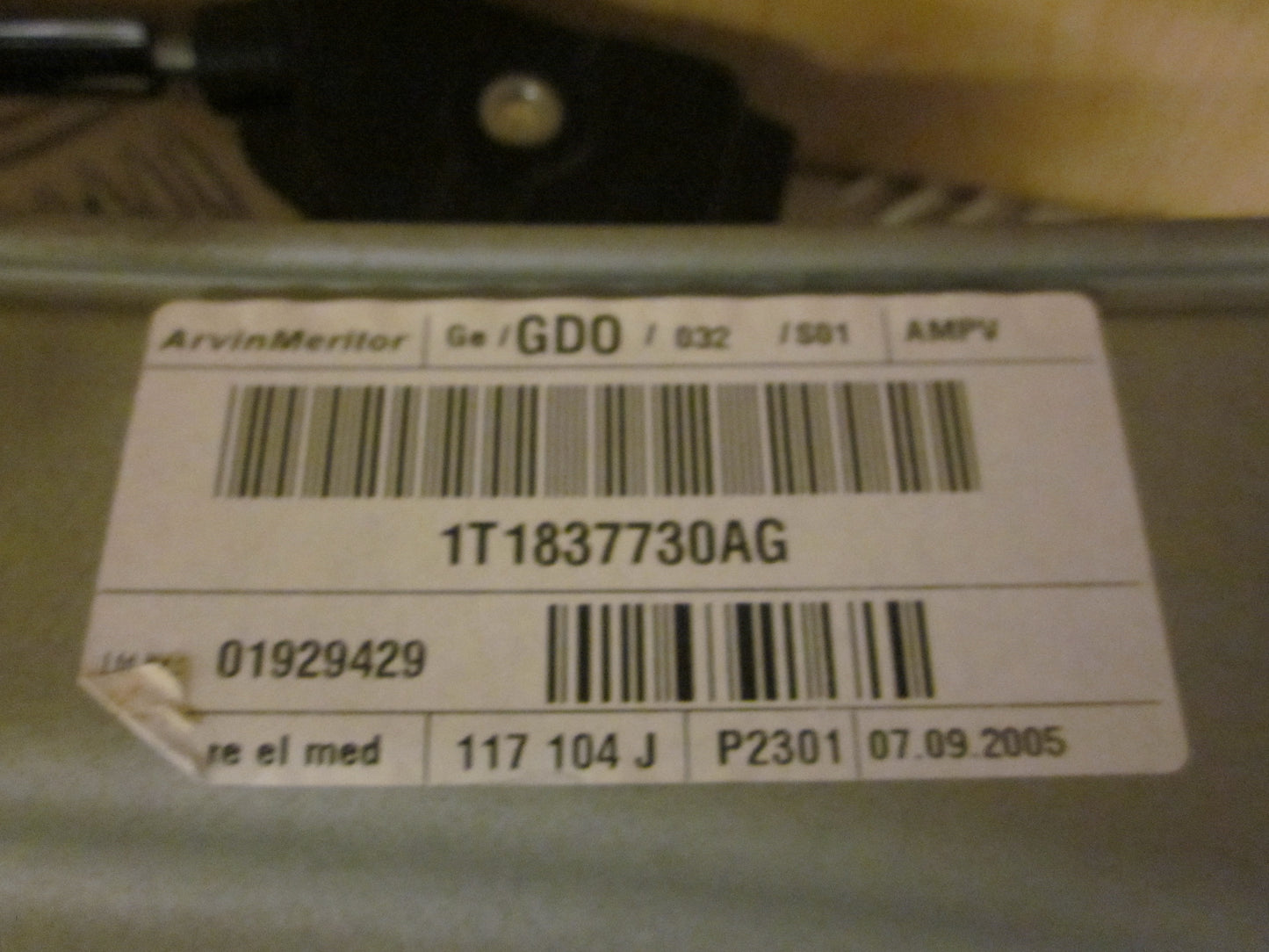 VW Touran 1T GP Rudemotor - Rudehejs Med OEM Nr. 1T1837730AG Fra VW Ophugger