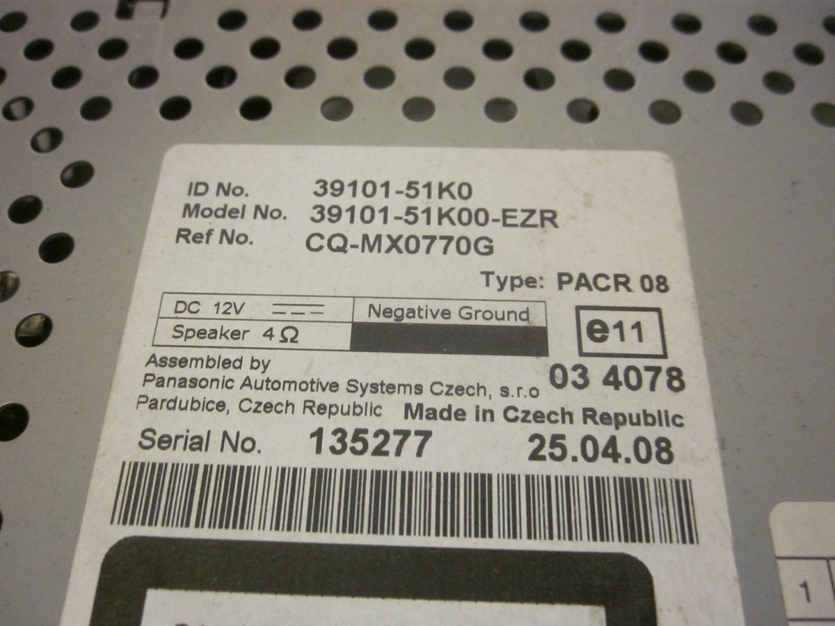 Suzuki Splash Radio M/Cd Med OEM Nr. 3910151K00EZR Fra Suzuki Ophugger