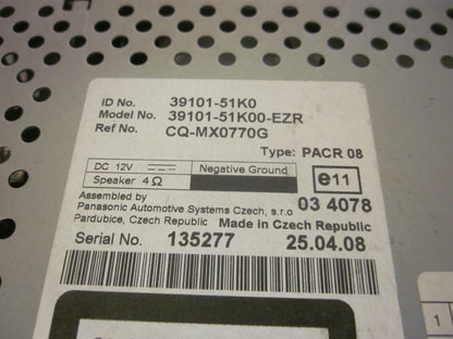 Suzuki Splash Radio M/Cd Med OEM Nr. Ophugger Fra Suzuki Ophugger