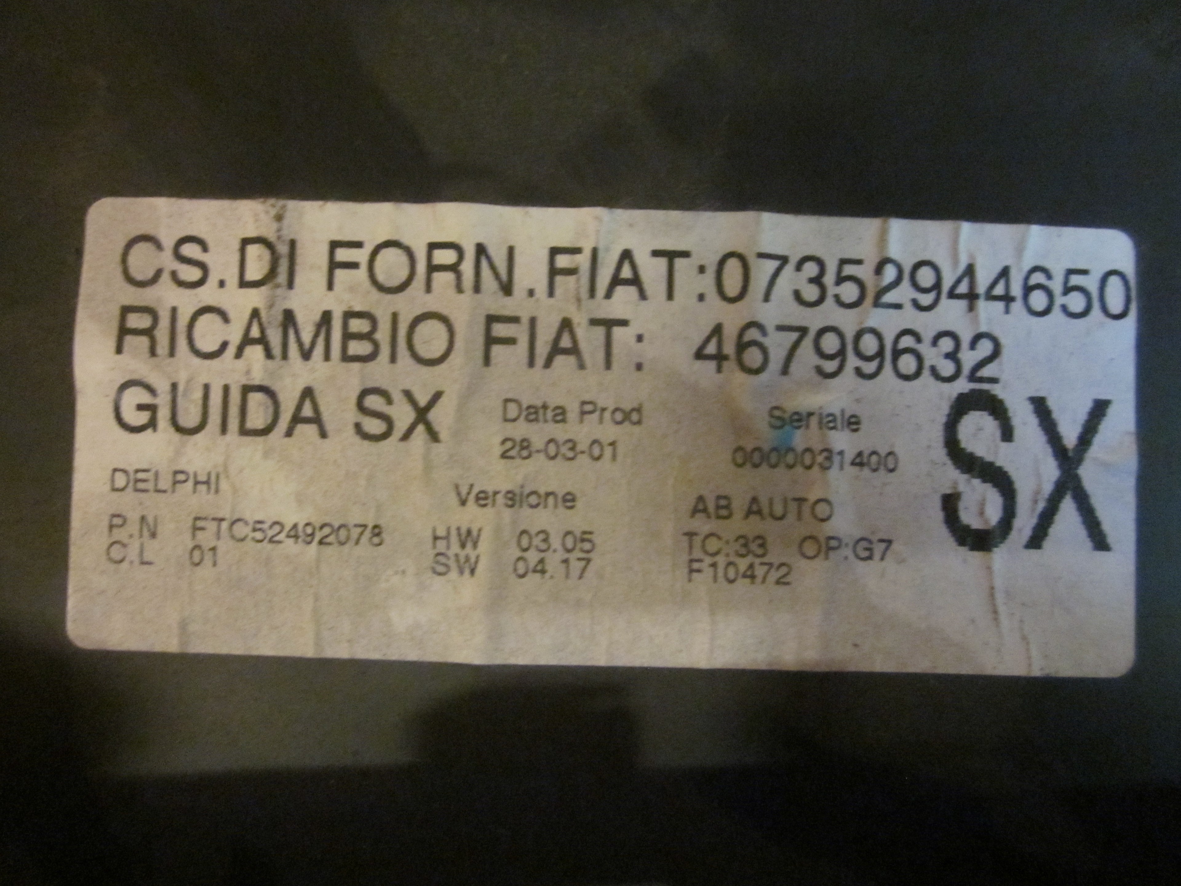 Alfa Romeo Alfa 147 Varmeregulering Med OEM Nr. Ophugger Fra Alfa Romeo Ophugger