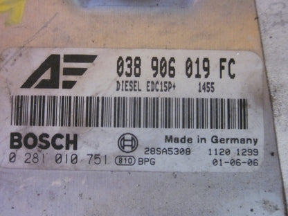 VW Sharan 7M Motorstyring - Motorstyreboks - Injection Elboks Med OEM Nr. 038906019FC Fra VW Ophugger