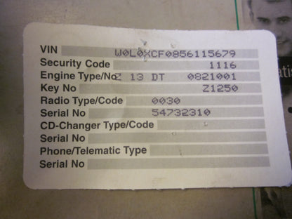 Opel Corsa C Startspærre Med OEM Nr. Ophugger Fra Opel Ophugger