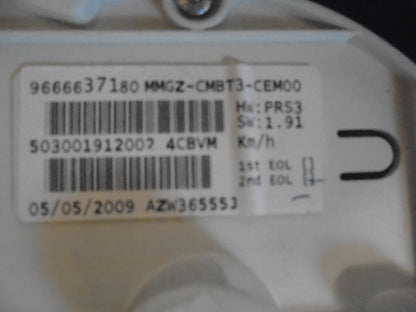 Peugeot 206+ Speedometer - Instrument Med OEM Nr. 9666637180 Fra Peugeot Ophugger