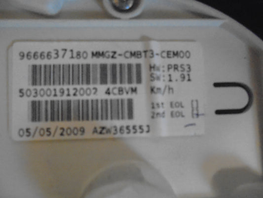 Peugeot 206+ Speedometer - Instrument Med OEM Nr. 9666637180 Fra Peugeot Ophugger