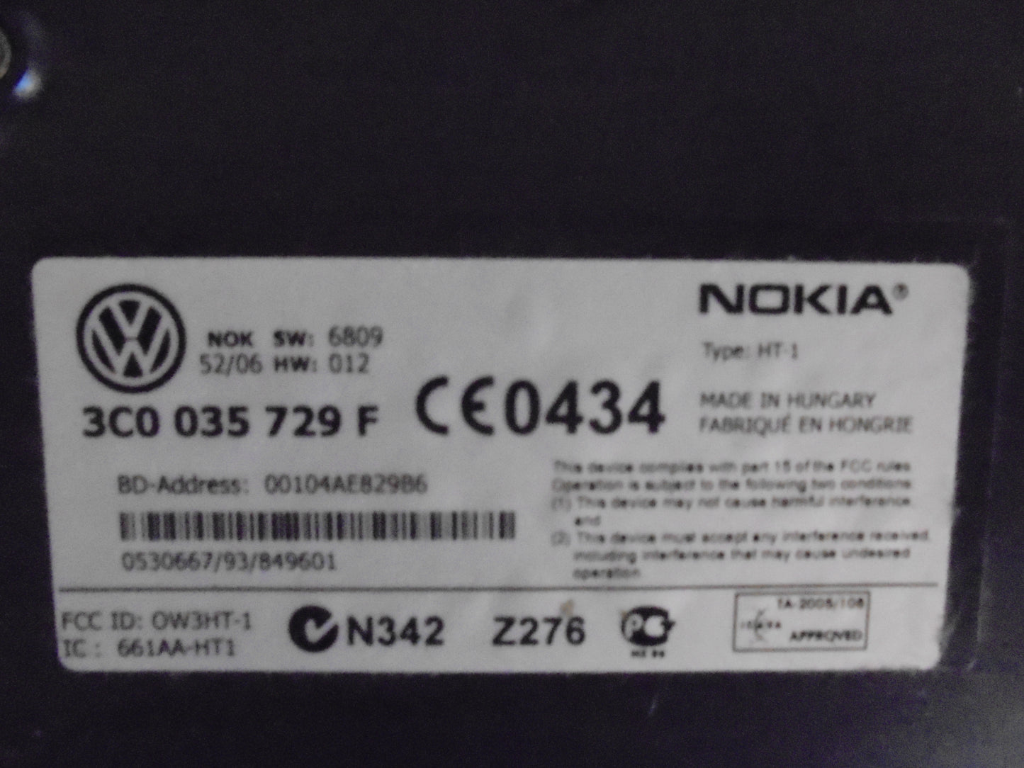VW Passat 3C Radio Div. Tilbehør Med OEM Nr. Ophugger Fra VW Ophugger