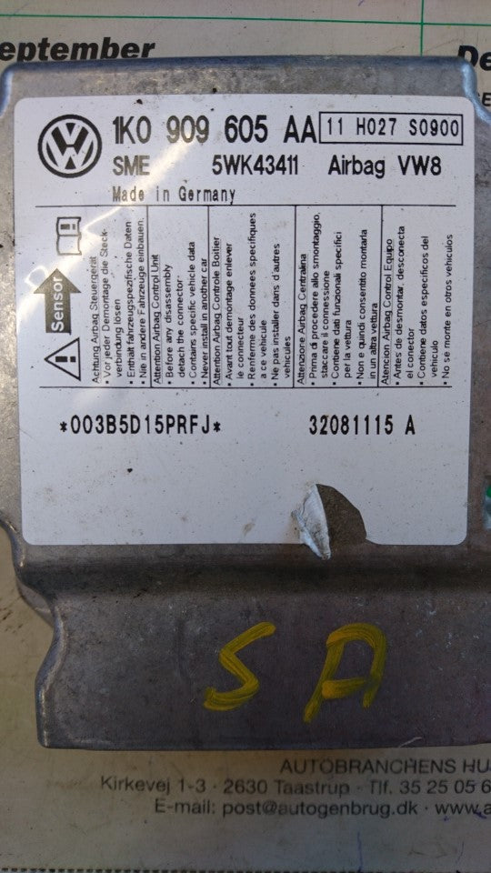 Skoda Octavia Airbag Elboks Med OEM Nr. 1K0909605AA0Q2 Fra Skoda Ophugger