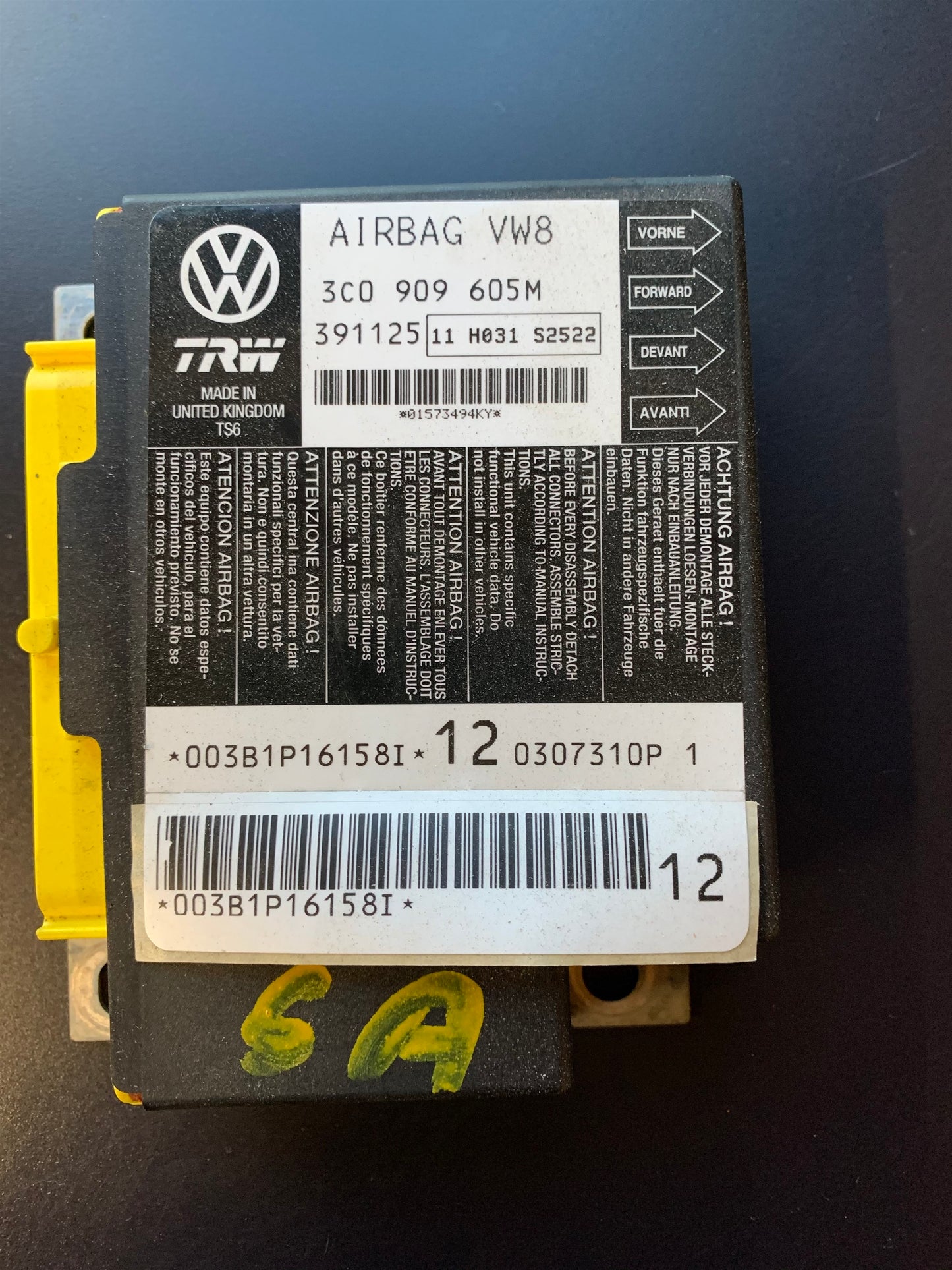 VW Passat 3C Airbag Elboks Med OEM Nr. 3C0909605M Fra VW Ophugger