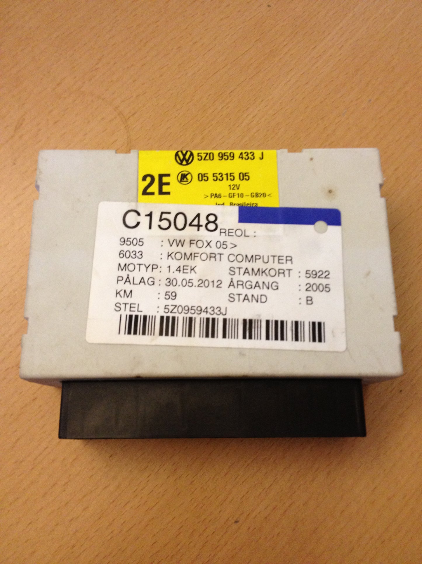 VW Fox 5Z Bcm / Komfortkomputer Med OEM Nr. 5Z0959433J Fra VW Ophugger