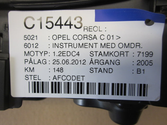 Opel Corsa C Speedometer - Instrument Med OEM Nr. Ophugger Fra Opel Ophugger