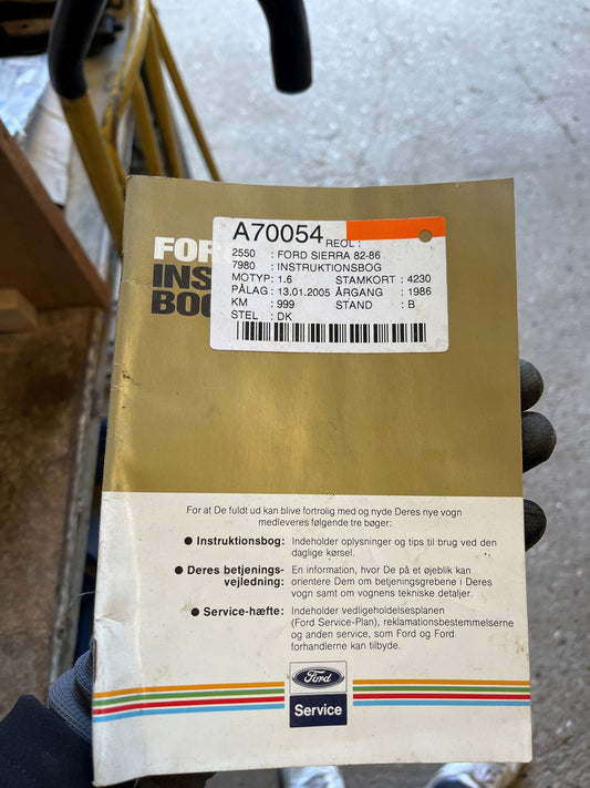 Ford Sierra Instruktionsbog Med OEM Nr. Ophugger Fra Ford Ophugger