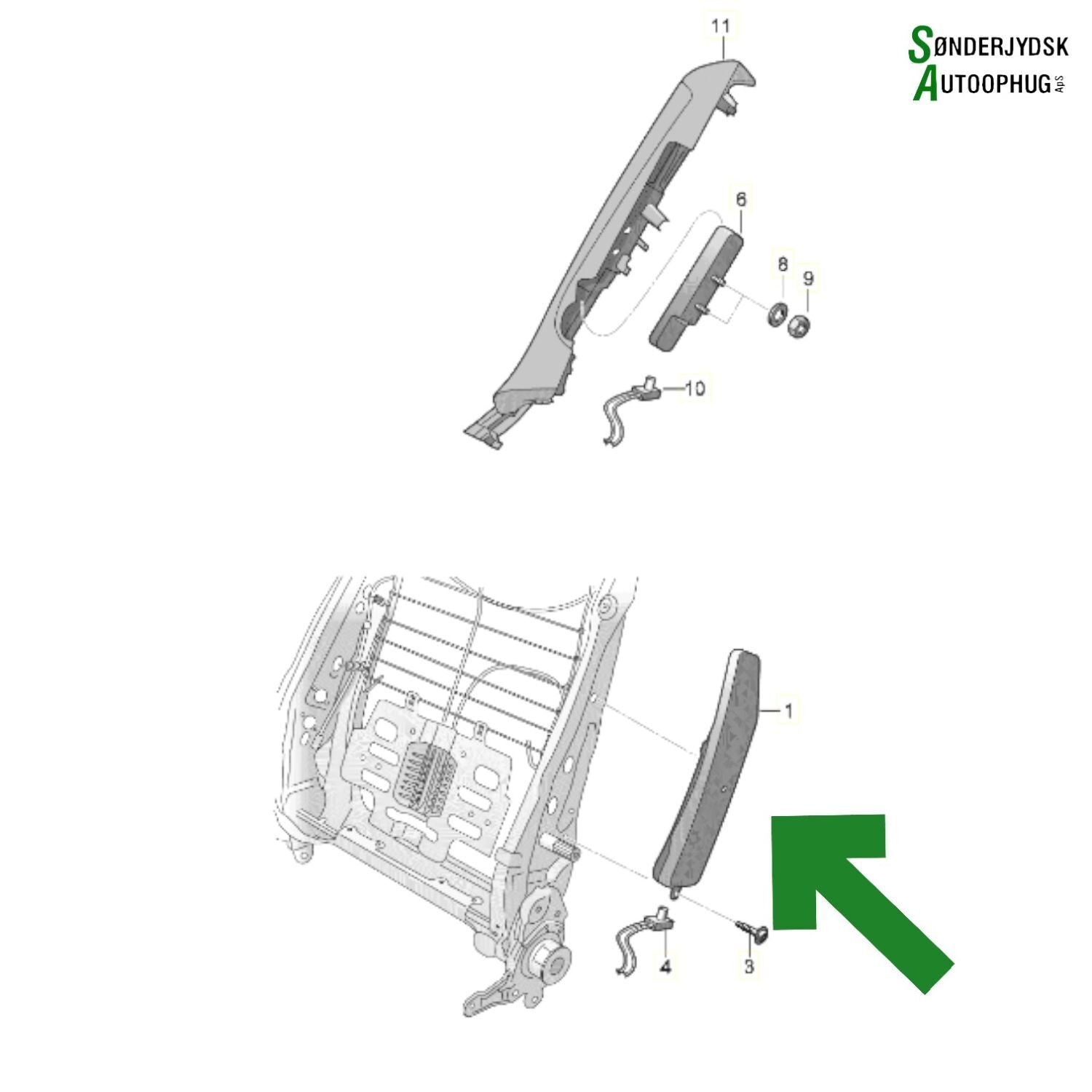 VW Passat 3G Airbag Side Med OEM Nr. 3G0880242G Fra VW Ophugger