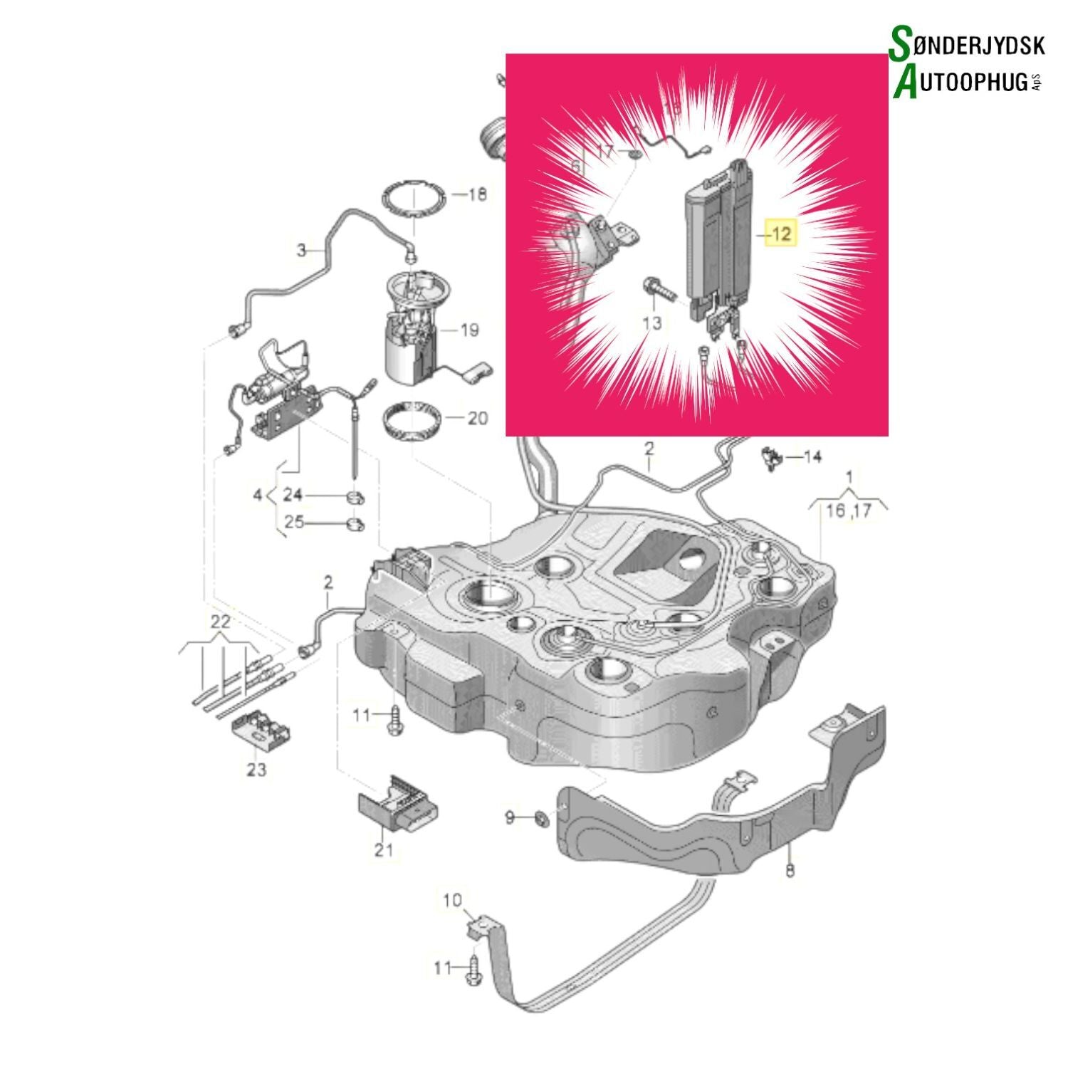 VW Golf 7 AU Kulbeholder Med OEM Nr. 5Q0201801 Fra VW Ophugger