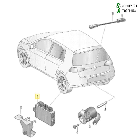 VW Golf 7 AU Anhængertræk Box Med OEM Nr. 5Q0907383N Fra VW Ophugger