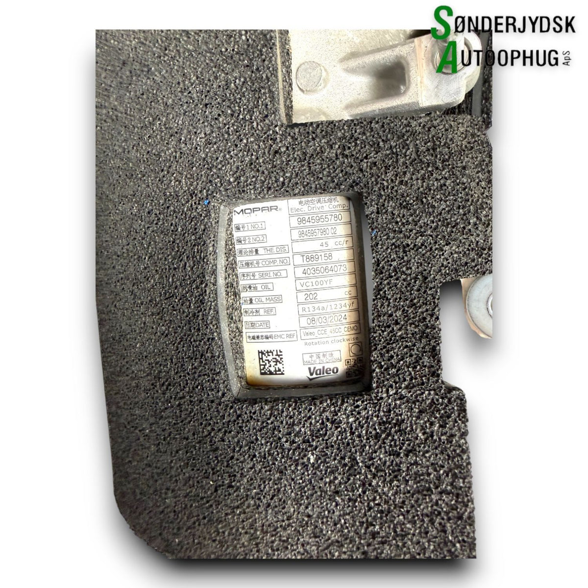 Opel Corsa F Aircondition Pumpe Med OEM Nr. 9855610380 Fra Opel Ophugger