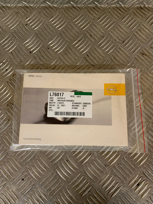Opel Astra H Instruktionsbog Med OEM Nr. Ophugger Fra Opel Ophugger