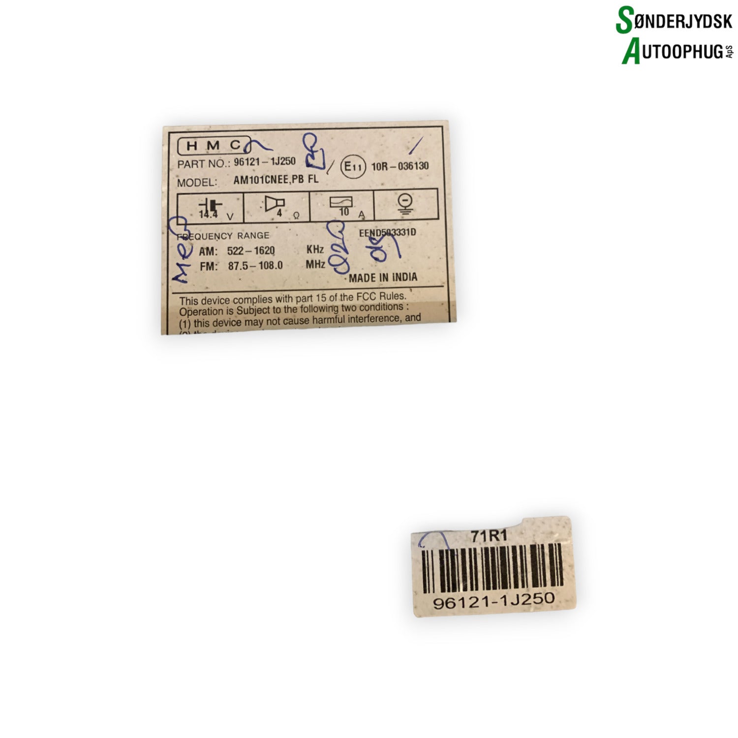 Hyundai I20 NL Radio M/Cd Med OEM Nr. 961211J250 Fra Hyundai Ophugger