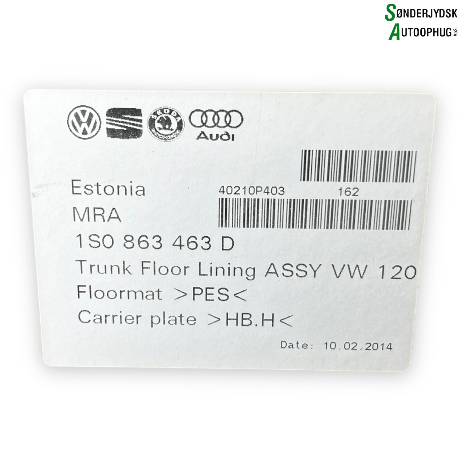Skoda Citigo Bagagerumsmåtte Med OEM Nr. 1S0863463D Fra Skoda Ophugger