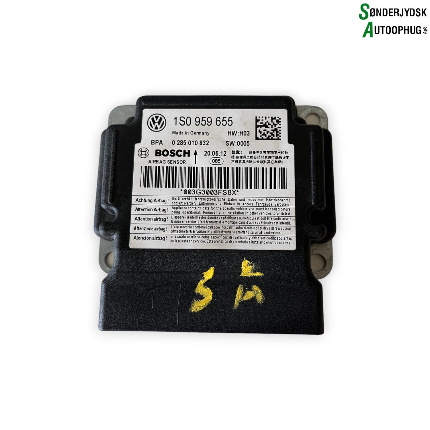Skoda Citigo Airbag Elboks Med OEM Nr. 1S0959655 Fra Skoda Ophugger
