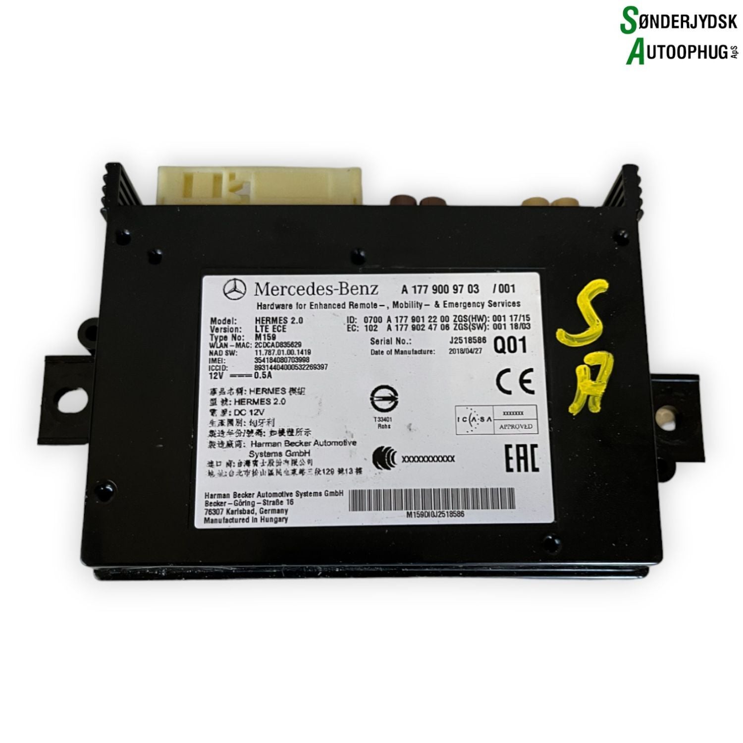 Mercedes-Benz A-W177 Relæ Diverse Med OEM Nr. A1779009703 Fra Mercedes-Benz Ophugger