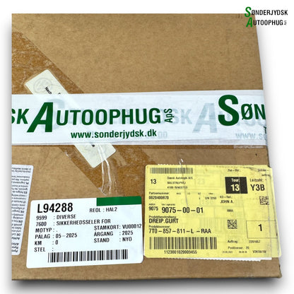 VW Transporter T7 Sikkerhedsseler Bag Med OEM Nr. 7T0857811LRAA Fra VW Ophugger