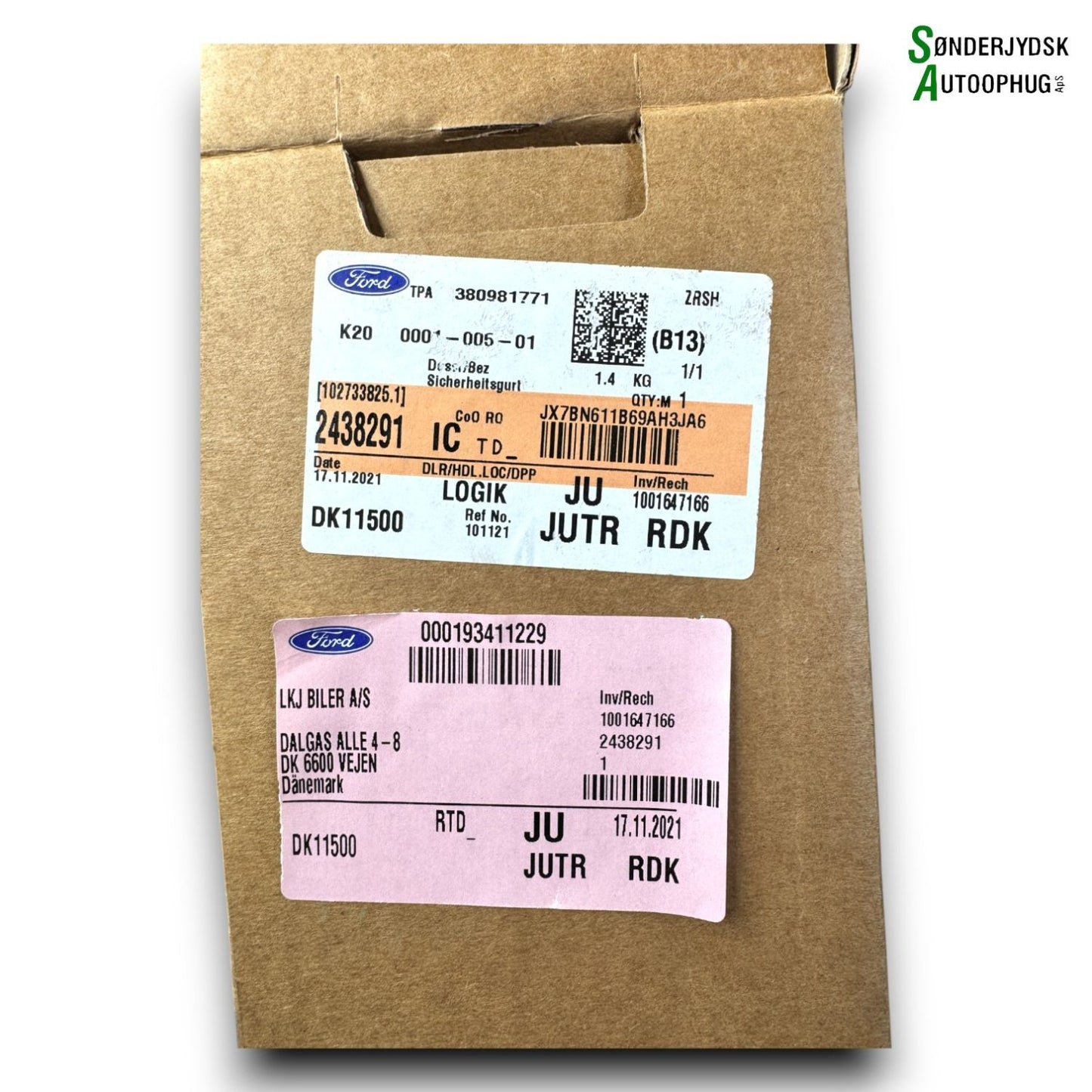 Ford Focus Sikkerhedsseler Bag Med OEM Nr. 2438291 Fra Ford Ophugger