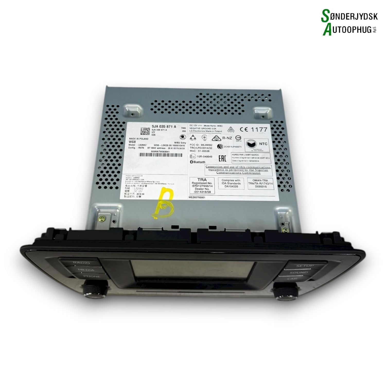 Skoda Rapid Radio, Multi Display Med OEM Nr. 5JA035871A Fra Skoda Ophugger