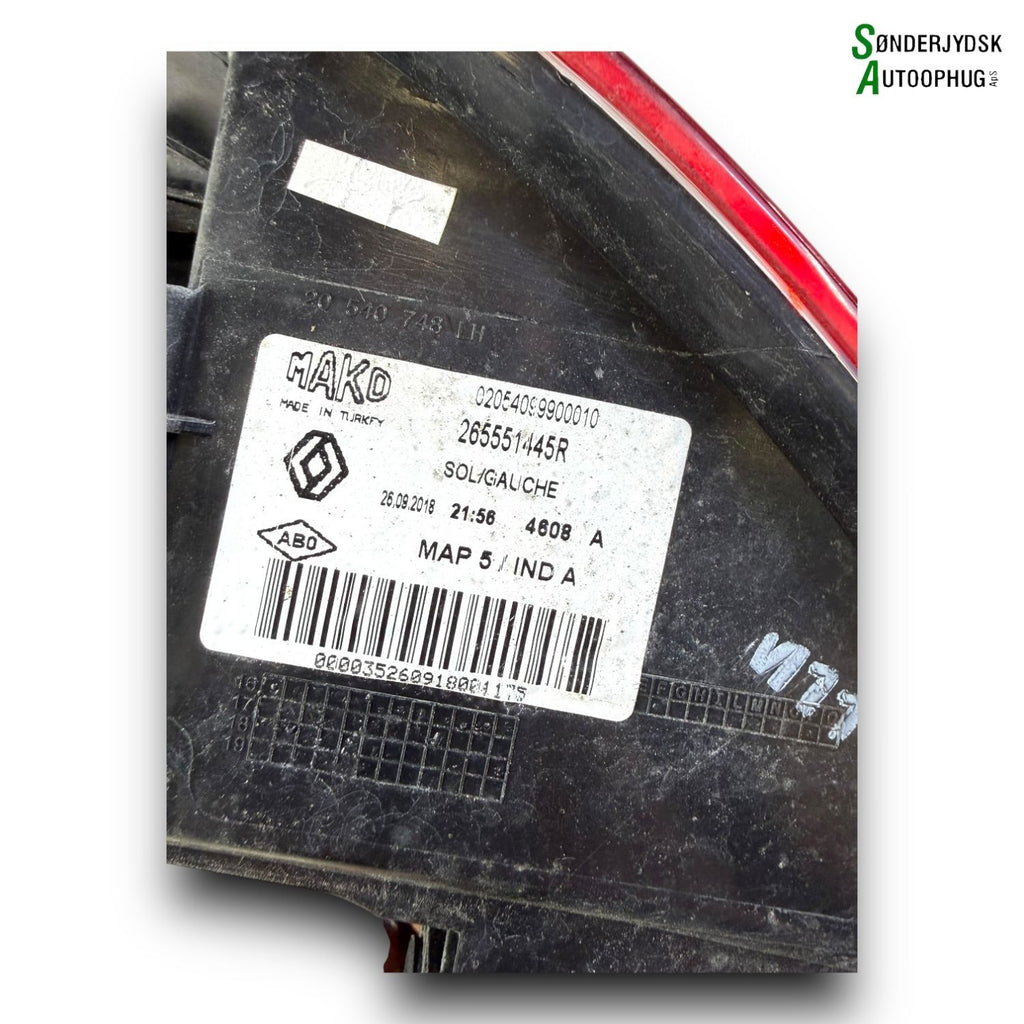 Renault Clio 4 Baglygte Med OEM Nr. 265551445R Fra Renault Ophugger