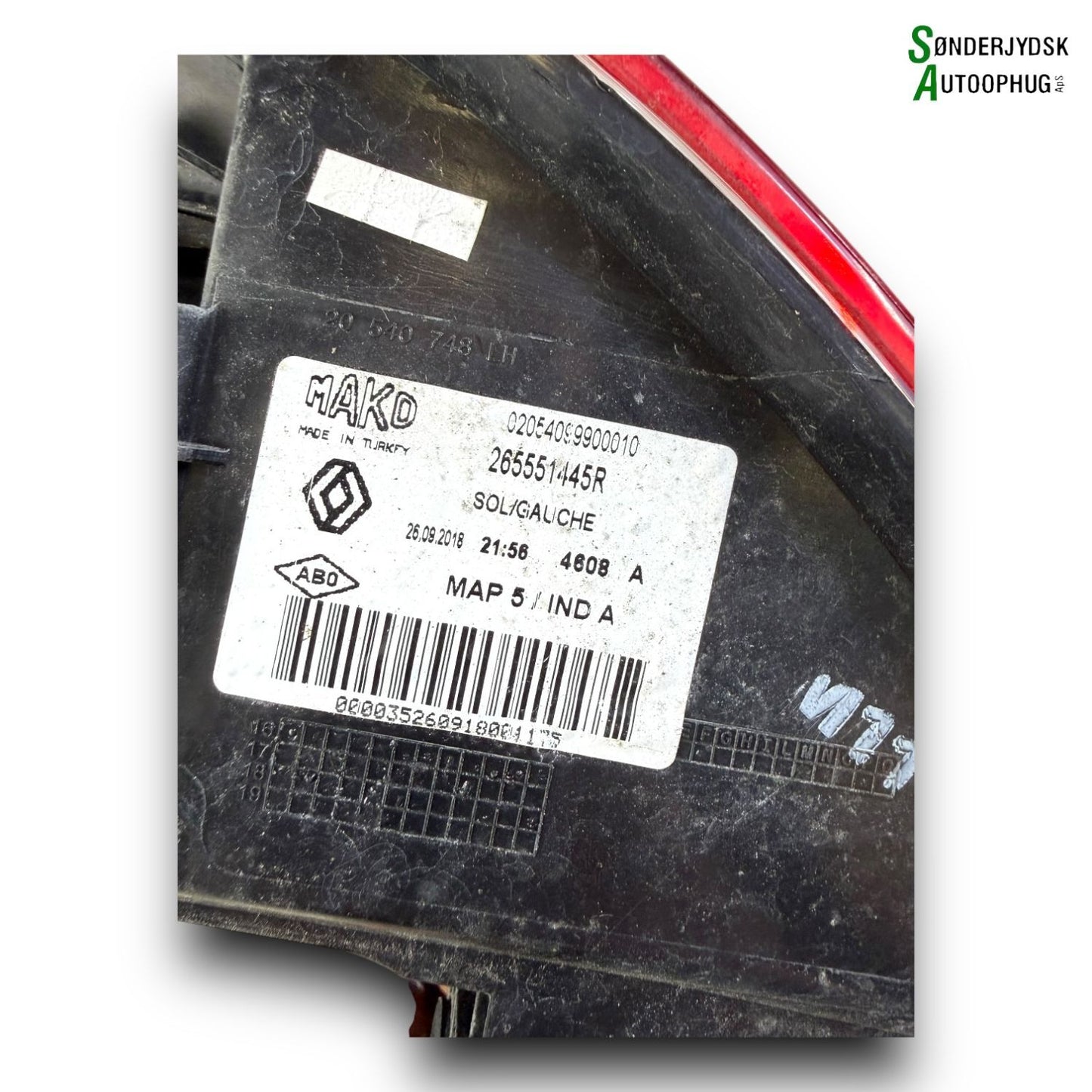 Renault Clio 4 Baglygte Med OEM Nr. 265551445R Fra Renault Ophugger